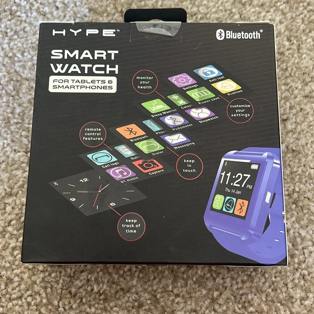 HYPE Smart Watch for Tablets & Smartphones Bluetooth blue color working